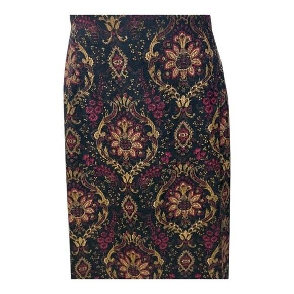 Briggs New York Womens Vintage 90s Faux Suede Paisley Long Skirt Plus Sz 20W - Picture 2 of 10